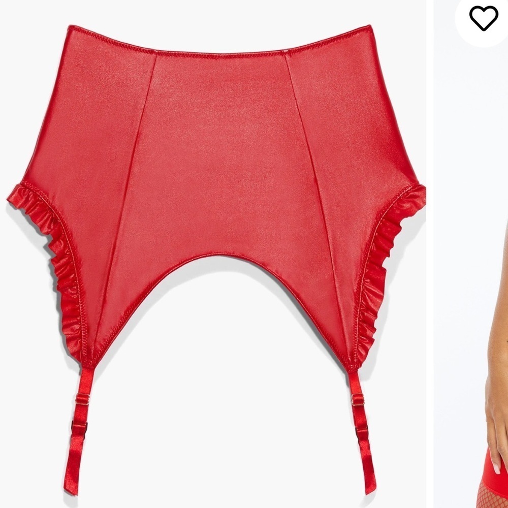 Savage x Fenty Glossy Flossy Caged Quarter Cup Bra and matching garter skirt - Picture 6 of 7
